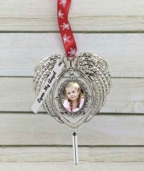 Angel Wing Photo Ornament Urn - Engraved Tag Option