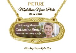 Picture Medallion Urn Name Plates - Birth & Passing Stone Option
