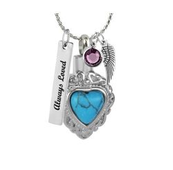 Pillow Heart Turquoise Pendant Urn - Love Charms Option