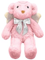Pink Angel Teddy Bear Keepsake Urn - Personalized Ribbon Option
