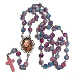 Blue Rosary Keepsake Urn 