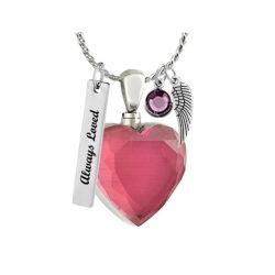 Pink Heart Stainless Ash Urn - Love Charms Option