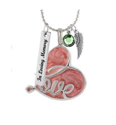 Pink Love Heart Pendant Urn - Love Charms Option