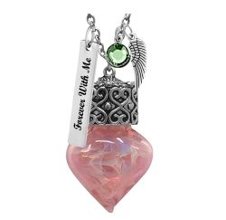 Pink Swirl Heart Teardrop Cremation Jewelry - Love Charms Option
