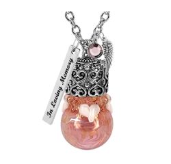 Pink Wise Owl Lady Heart Cremation Jewelry - Love Charms Option