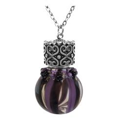 Purple & Black Glass Cremation Jewelry Urn