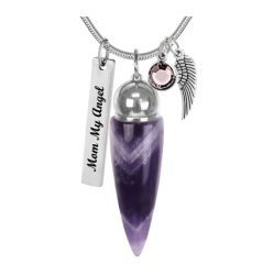 Amethyst Crystal Cremation Jewelry Urn - Love Charms Option