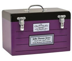 Toolbox Purple Cremation Urn - Crossed Tools Option