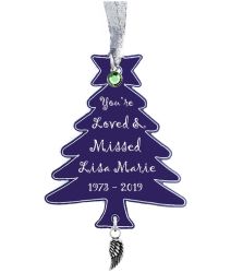 Christmas Tree Angel Wing Urn Ornament - Birthstone Option