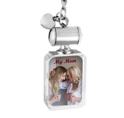 Crystal Rectangle Portrait Photo Keychain With Urn Option