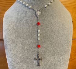 Red Rose Rosary Necklace Urn