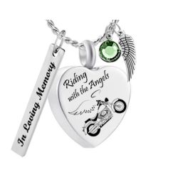 Riding With the Angels Motorcycle Jewelry Urn - Love Charms® Option
