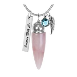 Rose Quartz Cremation Jewelry Urn - Love Charms Option