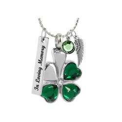 Shamrock Crystal Hearts Jewelry Urn - Love Charm Option