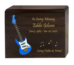 Blue Electric Guitar Wood Urn