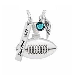 Silver Football Cremation Jewelry Urn - Love Charms Option