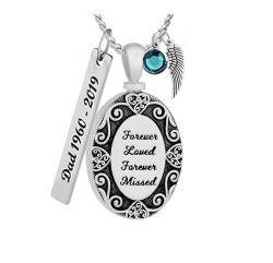 Forever Loved Forever Missed Silver Ash Jewelry Urn - Love Charms™ Option