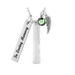 Sleek Silver Cremation Jewelry Urn - Love Charms Option