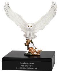 Snow Owl Art & Wood Cremation Urn