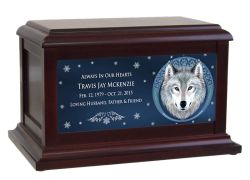 Snowflake Wolf Urn by Anne Stokes