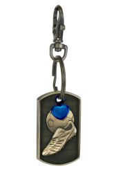 Soccer Dog Tag Blue Heart Key Chain Urn