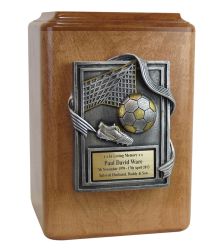 Soccer Sports Wood Urn For Ashes