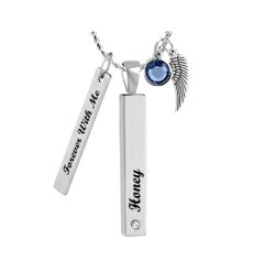 Stainless Crystal Bar Pendant Ash Urn - Love Charms™ Option