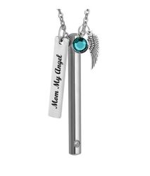 Stainless Slender Cylinder Cremation Jewelry Urn - Love Charms Option
