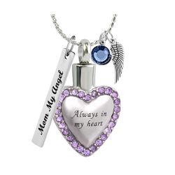 Always Violet Heart Stainless Ash Urn - Love Charms Option