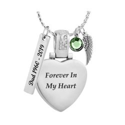 Forever In My Heart Stainless Pendant Urn - Love Charms Option
