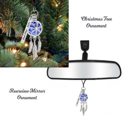 Blue Dreamcatcher Ornament Urn - Engraved Tag Option