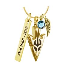 Arrowhead Tribal Gold Pendant Urn - Love Charms™ Option 