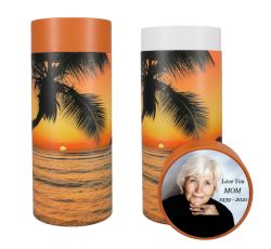 Tropical Beach Scattering Tube Urn - Photo & Text Options 