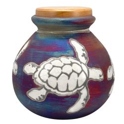 Sea Turtles Raku Cremation Adult or Medium Urn