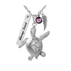 Turtle Silver Cremation Urn - Love Charms Option