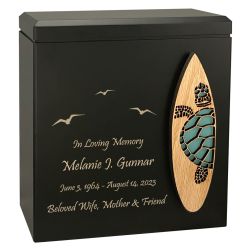 Turtle Surfboard Wood Cremation Urn