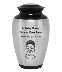Two Toned Pewter Photo Engraved Cremation Urn