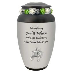 Farmer Tractor Cremation Urn - Adult Working Farm Tribute - Tribute Wreath™ - Pro Diamond Engraving