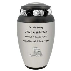 Big Rig Truck Medallion Urn - Adult Trucker Cremation Urn - Tribute Wreath™ - Pro Diamond Engraving
