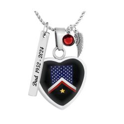 Veteran Flag Heart Jewelry Urn - Love Charms® Option