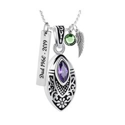 Purple Crystal Teardrop Ash Jewelry Urn - Love Charms Option