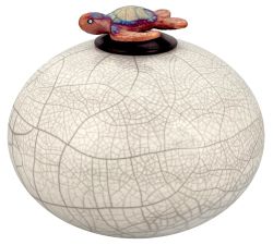 Turtle on a White Beach Cremation Urn - Personalization Option