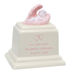 Angel of Protection© Infant Pink - Hearts - Baby Feet - Cross Urn