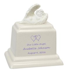 Angel of Protection© Infant Purple - Hearts - Baby Feet - Cross Urn