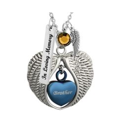 Brother Angel Wings Of Protection Necklace Urn - Love Charms Option