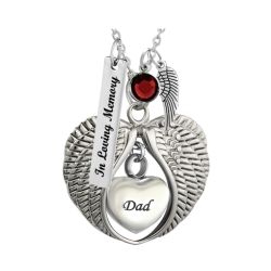 Dad Angel Wings Of Protection Necklace Urn - Love Charms Option