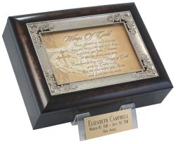 Wings of Gold Music Box Urn With Poem 