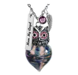 Wise Owl Lady Heart Cremation Jewelry - Love Charms Option
