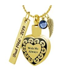 With Me Always Gold Ash Jewelry Urn - Love Charms Option