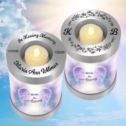 With The Angels Candle Cremation Urn - Engraving Available - LED Candle Included